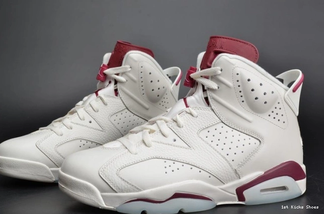 1st Kicks Jordan 6 white 384664-116 Maroon Retro Air 0717